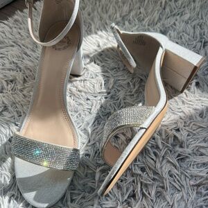 Sparkly Silver Block Heel